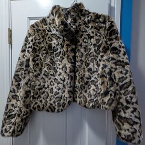 Allen B Cheetah Print Faux Fur Jacket Size L🐆